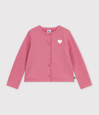 Girls' Plain Heart Cotton Cardigan