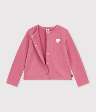 Girls' Plain Heart Cotton Cardigan