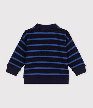 Babies' Stripy Cotton Sweatshirt with a Polo Collar