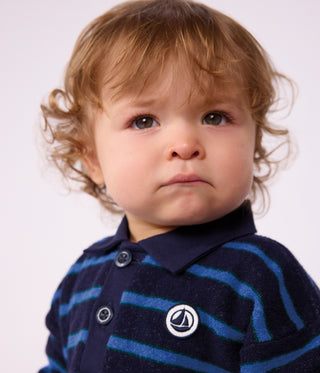 Babies' Stripy Cotton Sweatshirt with a Polo Collar