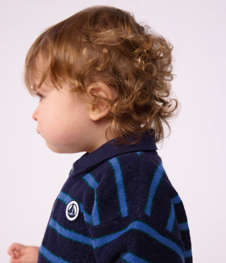 Babies' Stripy Cotton Sweatshirt with a Polo Collar