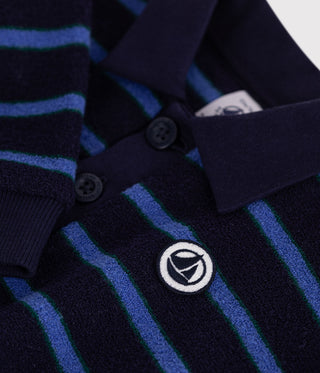 Babies' Stripy Cotton Sweatshirt with a Polo Collar
