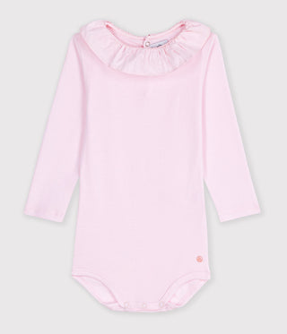 Babies' Plain Cotton Bodysuit with a Collar