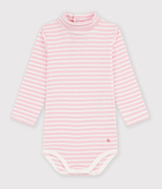Babies' Stripy Cotton Rollneck Bodysuit