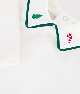 Babies' Plain Cotton Bodysuit with an Embroidered Collar