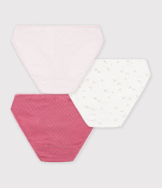 Women's Openwork Cotton Pants with a Floral Pattern - 3-Pack