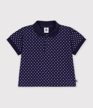 Babies' Short-Sleeved Cotton Polo Shirt Printed with Boats