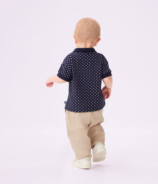 Babies' Cotton Polo Shirt with Short Sleeves and a Star Print