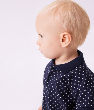 Babies' Cotton Polo Shirt with Short Sleeves and a Star Print