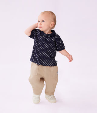 Babies' Cotton Polo Shirt with Short Sleeves and a Star Print