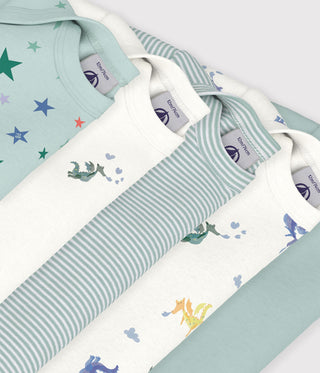 Babies' Long-Sleeved Dragon-Print Cotton Bodysuits- 5-Pack