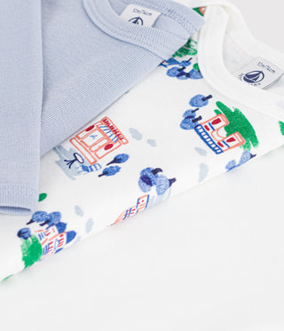Babies' Long-Sleeved Paris-Print Cotton Bodysuits- 3-Pack