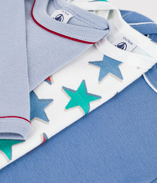 Babies' Long-Sleeved Star-Print Cotton Bodysuits - 3-Pack