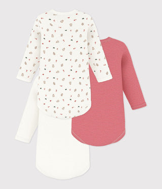 Babies' Long-Sleeved Christmas Print Cotton Bodysuits - 3-Pack