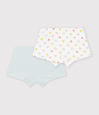 Girl's Heart-Print Long Cotton Shorties - 2-Pack