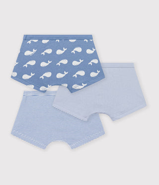 Boys' Whale-Print Cotton Boxers with Covered Waistbands - 3-Pack