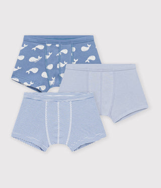 Boys' Whale-Print Cotton Boxers with Covered Waistbands - 3-Pack
