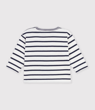 Babies' Long-Sleeved Stripy Cotton T-Shirt