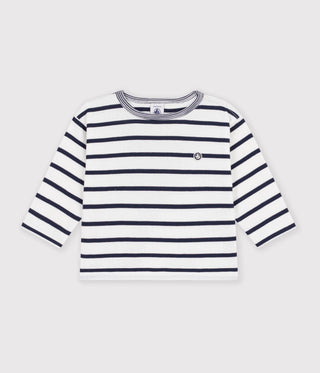 Babies' Long-Sleeved Stripy Cotton T-Shirt