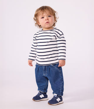 Babies' Long-Sleeved Stripy Cotton T-Shirt
