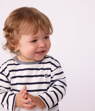 Babies' Long-Sleeved Stripy Cotton T-Shirt