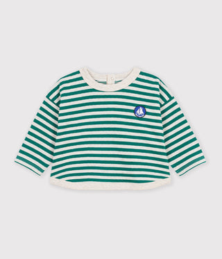 Babies' Long-Sleeved Stripy Cotton T-Shirt