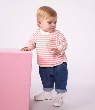 Babies' Long-Sleeved Stripy Cotton T-Shirt