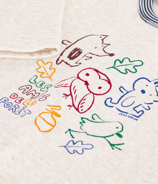 Babies' Long-Sleeved Plain Cotton T-Shirt with a Motif