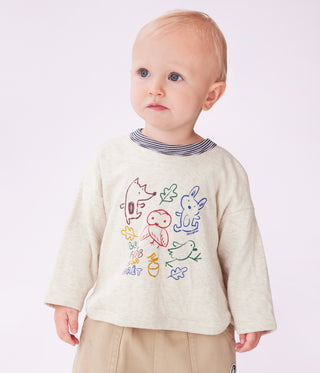 Babies' Long-Sleeved Plain Cotton T-Shirt with a Motif