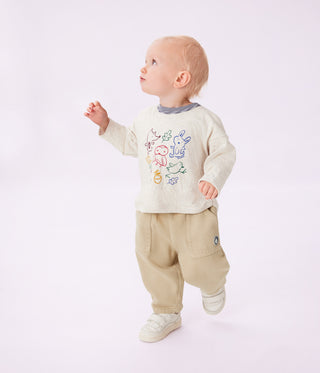 Babies' Long-Sleeved Plain Cotton T-Shirt with a Motif