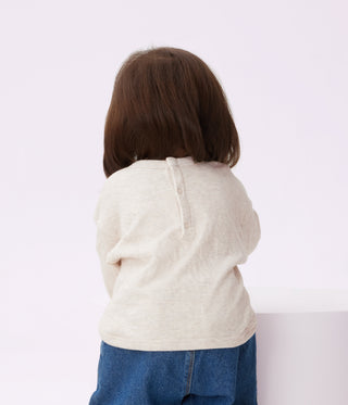 Babies' Heart Print Long-Sleeved Plain Cotton T-Shirt with a Motif