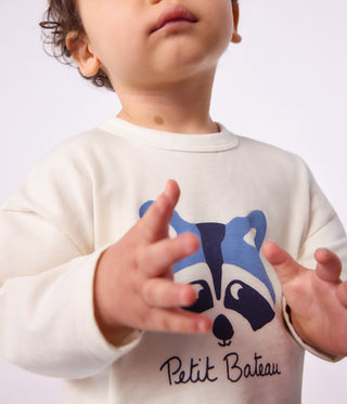 Babies' Long-Sleeved Plain Cotton T-Shirt with a Motif