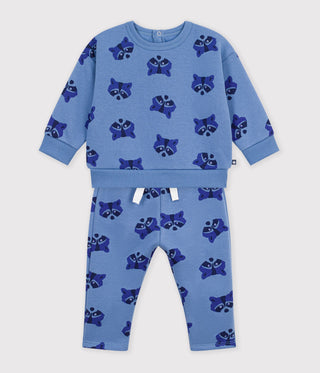 Babies' Sweatshirt and Trousers Set in Animal-Themed Printed Cotton