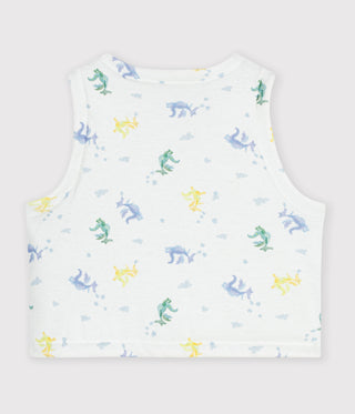 Babies' Sleeveless Reversible Dragon-Print Cotton Cardigan