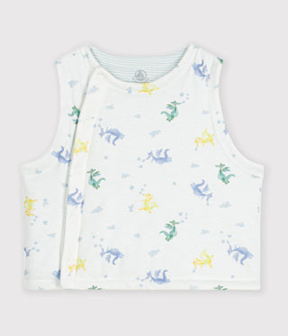 Babies' Sleeveless Reversible Dragon-Print Cotton Cardigan
