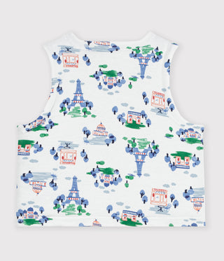 Babies' Sleeveless Reversible Paris Print Cotton Cardigan