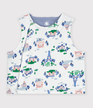 Babies' Sleeveless Reversible Paris Print Cotton Cardigan