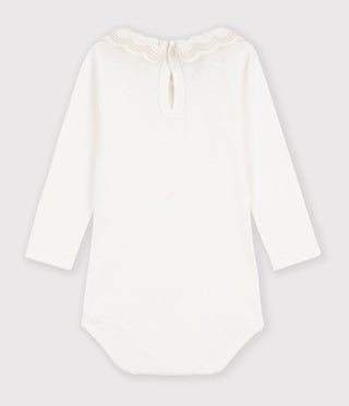 Babies' Plain Cotton Bodysuit with a Collar