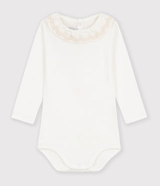 Babies' Plain Cotton Bodysuit with a Collar