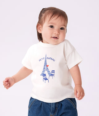 Babies' Paris Printed Short-Sleeved Cotton T-Shirt