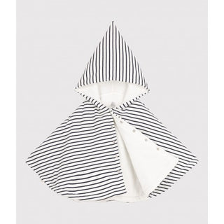 BABIES' SAILOR STRIPED COTTON CAPE WITH HOOD