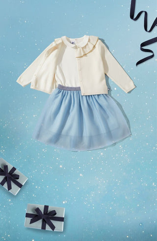 Girls' Long-Sleeved Cotton White T-shirt