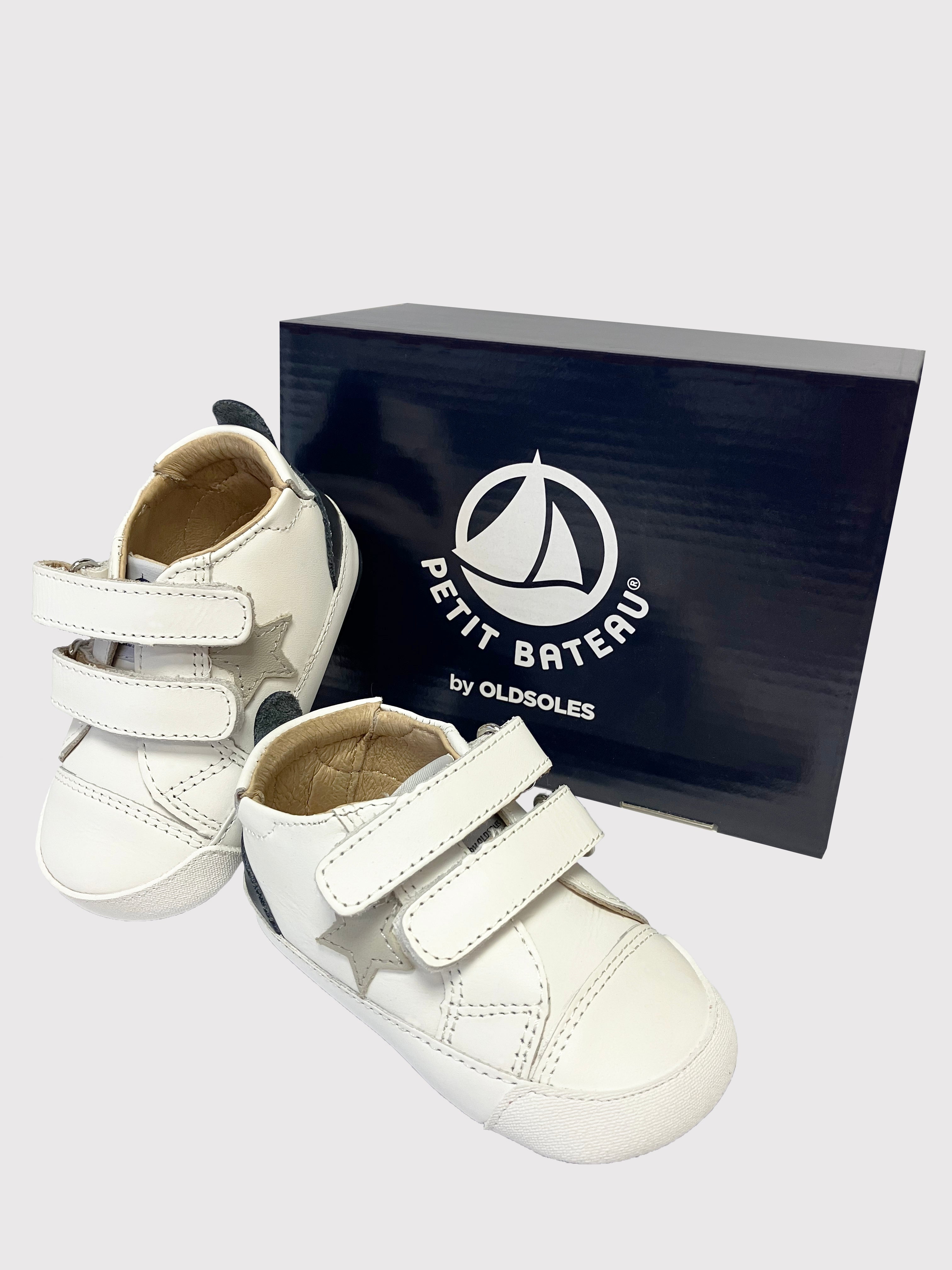Old Soles White Blue Leather First-Walker Trainers – Petit Bateau