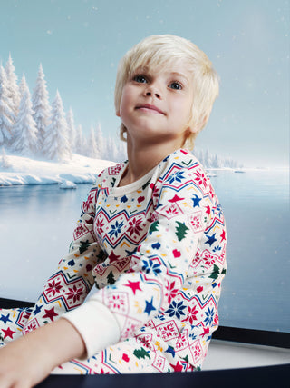 Children's Long-Sleeved Christmas Pyjamas in Printed Fleece