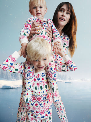 Babies' Christmas-Print Pyjamas in Brushed Fleece with a Zip