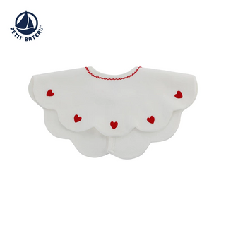 Babies' Cotton Bib with Embroidered Hearts