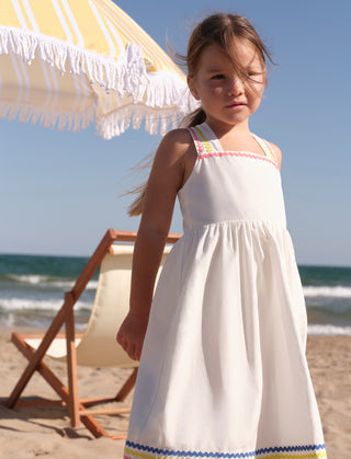 Girls' Long Cotton Dress with Straps