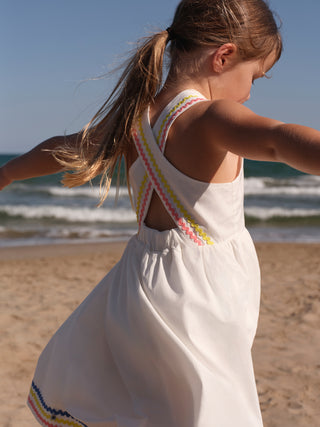 Girls' Long Cotton Dress with Straps