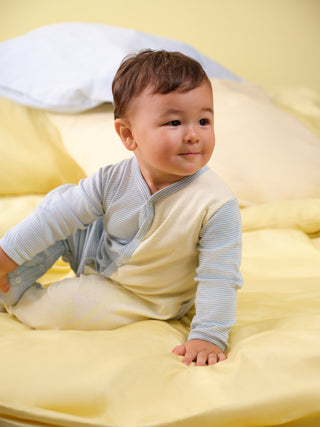 Babies' Cotton Footless Pyjama Suit with Printed Stripes