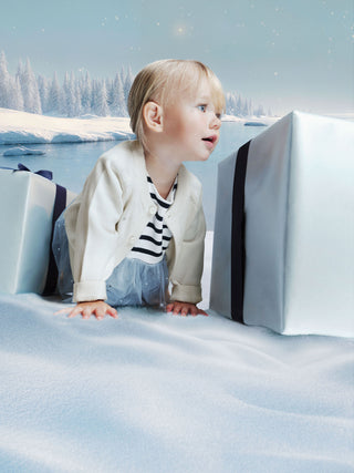 Babies' Long-Sleeved Stripy Dress in Two Materials